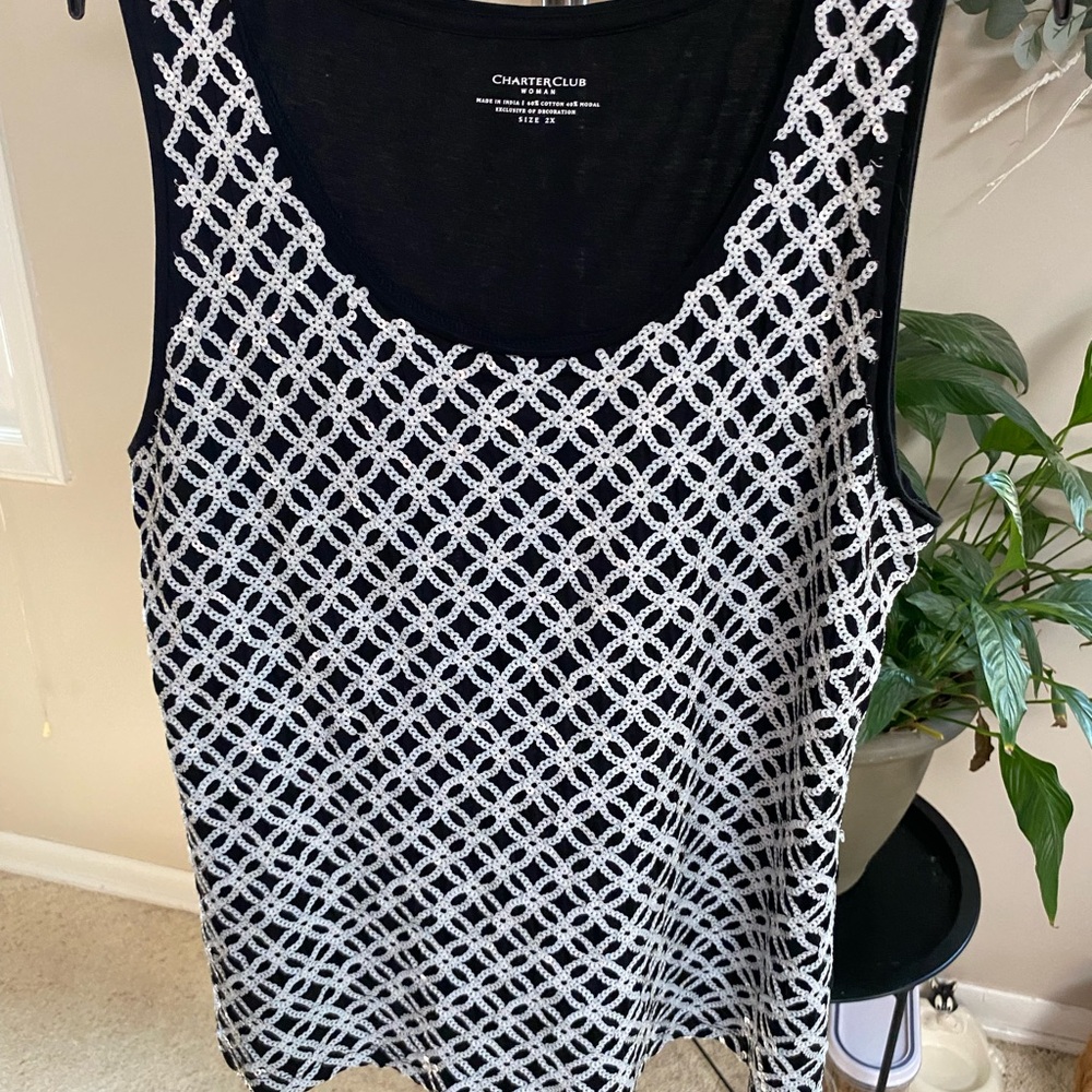 Charter Club Sequined Tank 2X